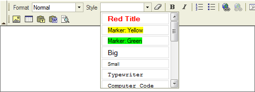 default styles drop down box fckeditor