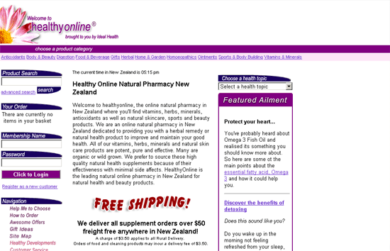 version 1 design of healthy.co.nz