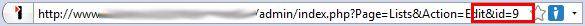 list id from the browser address bar