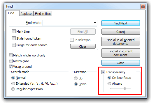 remove transparency with notepad++ find and replace