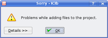 problems while adding files to the project