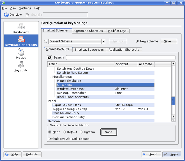 kubuntu keyboard shortcut settings