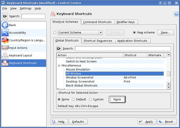 suse shortcut schemes
