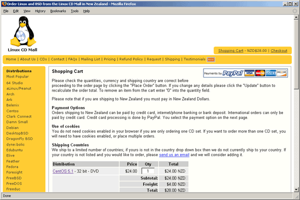 old version shopping cart