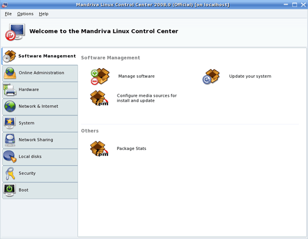 mandriva linux control center