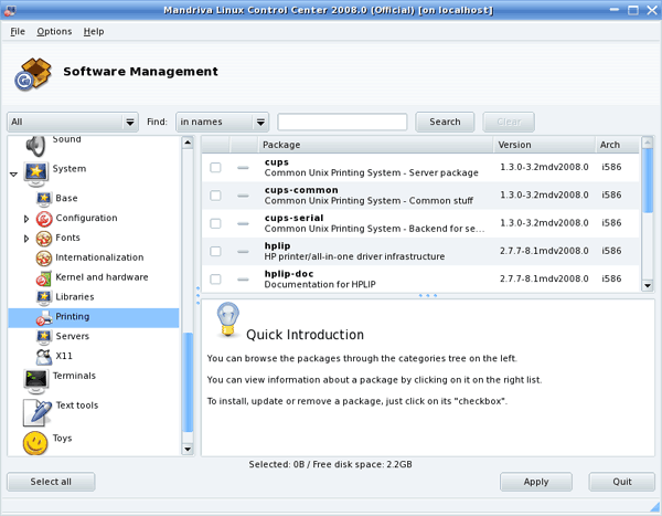 the packages list updates