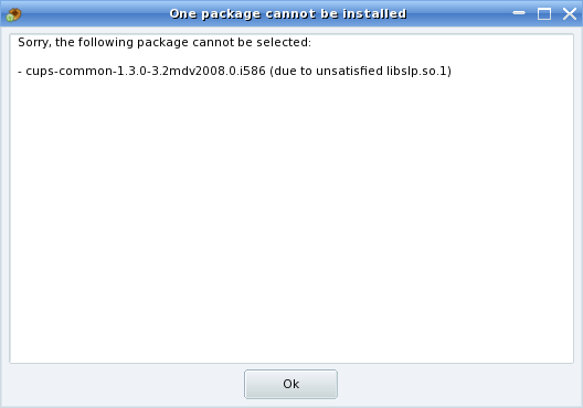 packages can't be selected