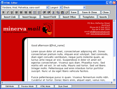Minerva Mail HTML
editor