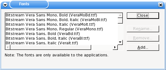 Open Office
List of Fonts