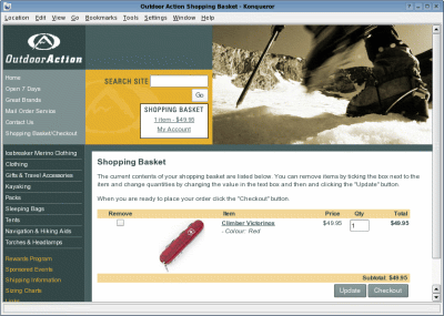 Outdoor
Action Shopping Basket Page