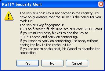 PuTTY
security alert